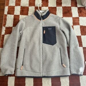 Patagonia Mens Large Classic Retro X Deep Pile Fleece Jacket Pockets Oatmeal E